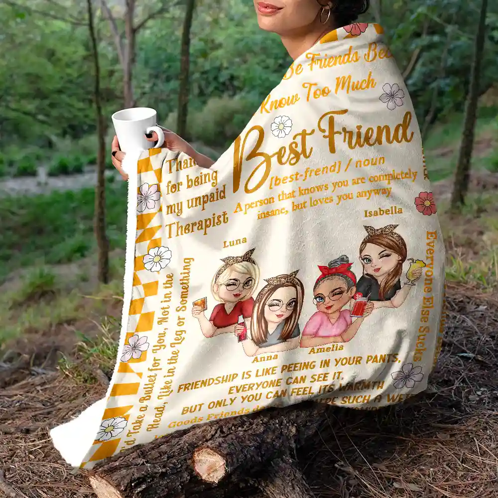 Best Friends Forever Connected By Heart - Personalized Fleece Blanket, Sherpa Blanket - Image 6