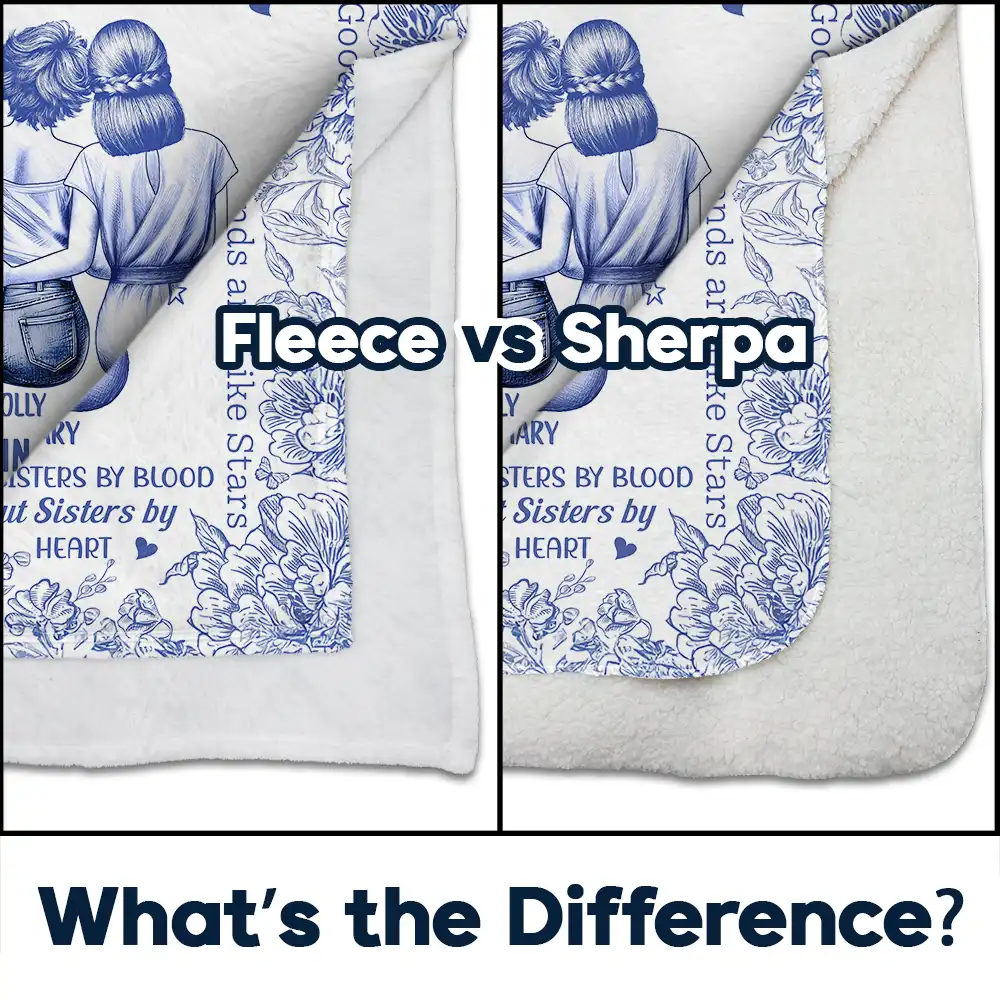 Best Friends Forever Connected By Heart Toile - Personalized Fleece Blanket, Sherpa Blanket - Image 4