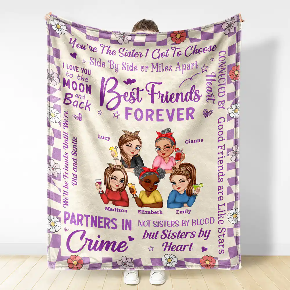Best Friends Forever Partners In Crime - Personalized Fleece Blanket, Sherpa Blanket - Image 3