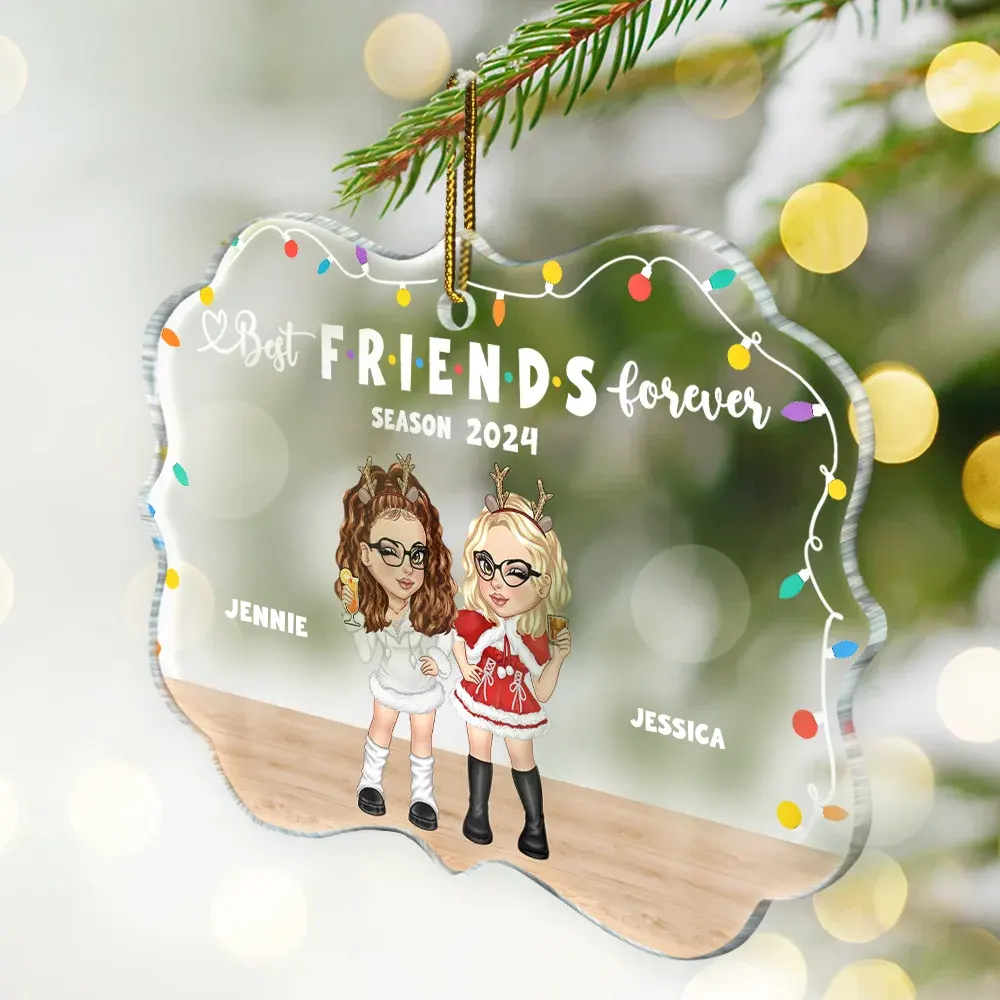 Best Friends Forever Season - Personalized Medallion Acrylic Ornament - Image 2