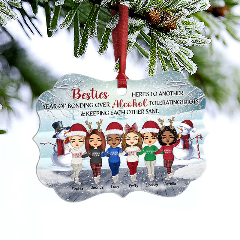 Best Friends Here's To Another Year - Christmas Gift For BFF And Colleagues - Personalized Custom Aluminum Ornament - Image 3