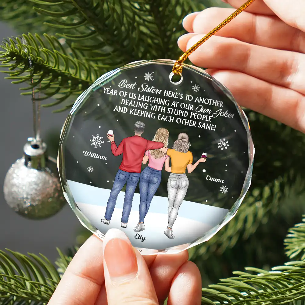 Best Friends Here's To Another Year Of Us - Personalized Circle Glass Ornament - Image 2