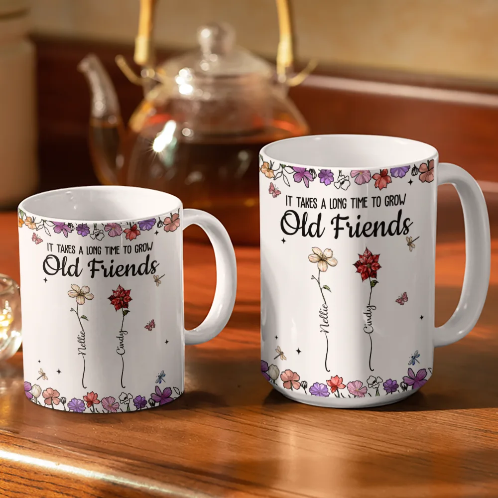 Best Friends It's Not What We Have In Life Birth Flower - Personalized White Edge-to-Edge Mug - Image 3