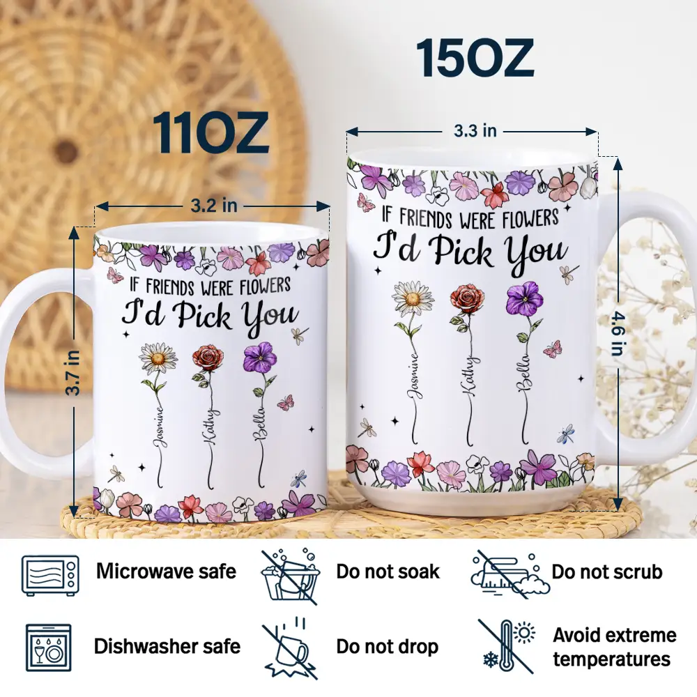 Best Friends It's Not What We Have In Life Birth Flower - Personalized White Edge-to-Edge Mug - Image 5