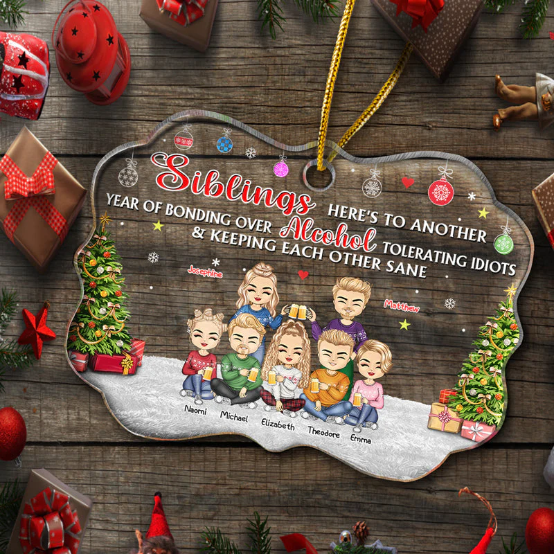 Best Friends Keeping Each Other Sane - Christmas Gift For BFF And Colleagues - Personalized Custom Medallion Acrylic Ornament - Image 5
