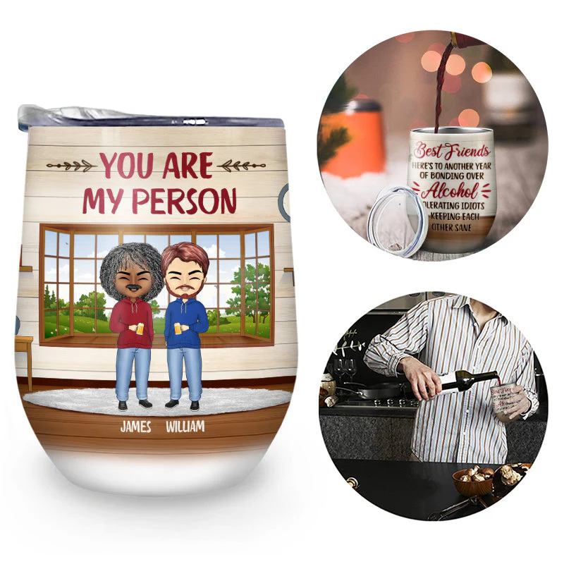Best Friends Keeping Each Other Sane - Gift For BFF And Colleagues - Personalized Custom Wine Tumbler - Image 2