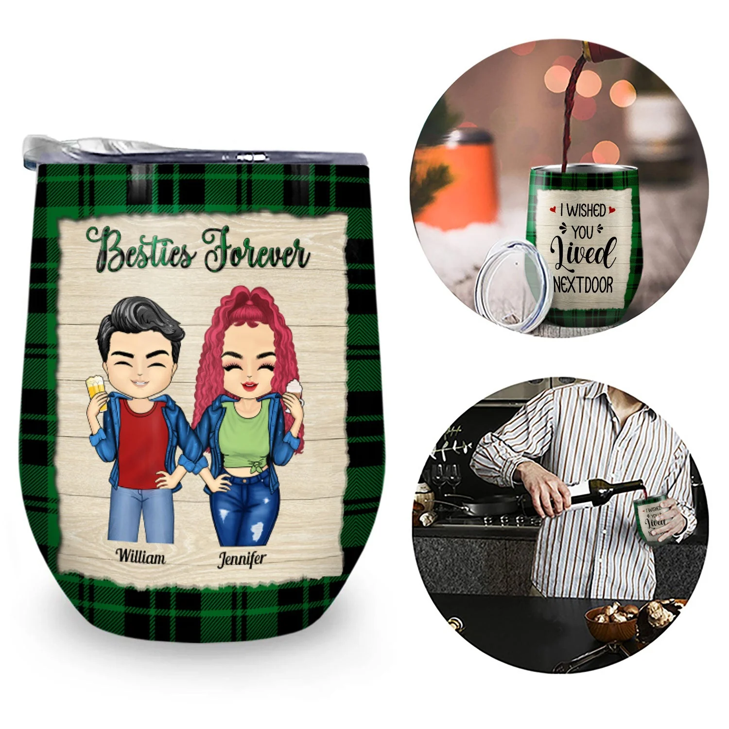 Best Friends Never Too Far To Wine Together - Gift For BFF Besties & Siblings - Personalized Custom Wine Tumbler - Image 2