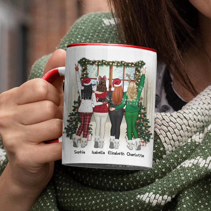 Best Friends Side By Side Or Miles Apart - Christmas Gift For BFF, Sisters - Personalized Custom Accent Mug - Image 3