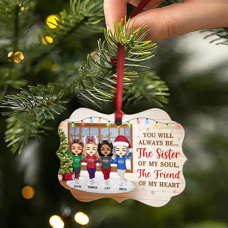 Best Friends Sister Of My Soul Friend Of My Heart - Christmas Gift For BFF - Personalized Custom Aluminum Ornament - Image 2