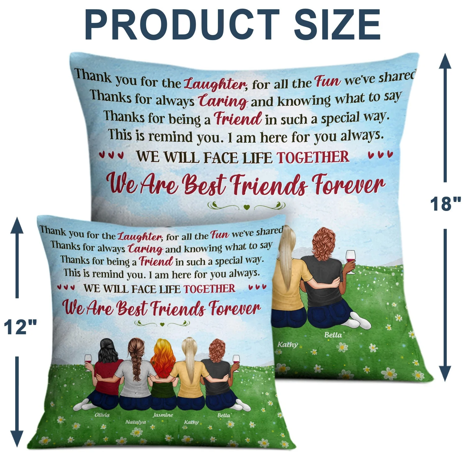 Best Friends Thank You For The Laughter - BFF Bestie Gift - Personalized Custom Pillow - Image 4
