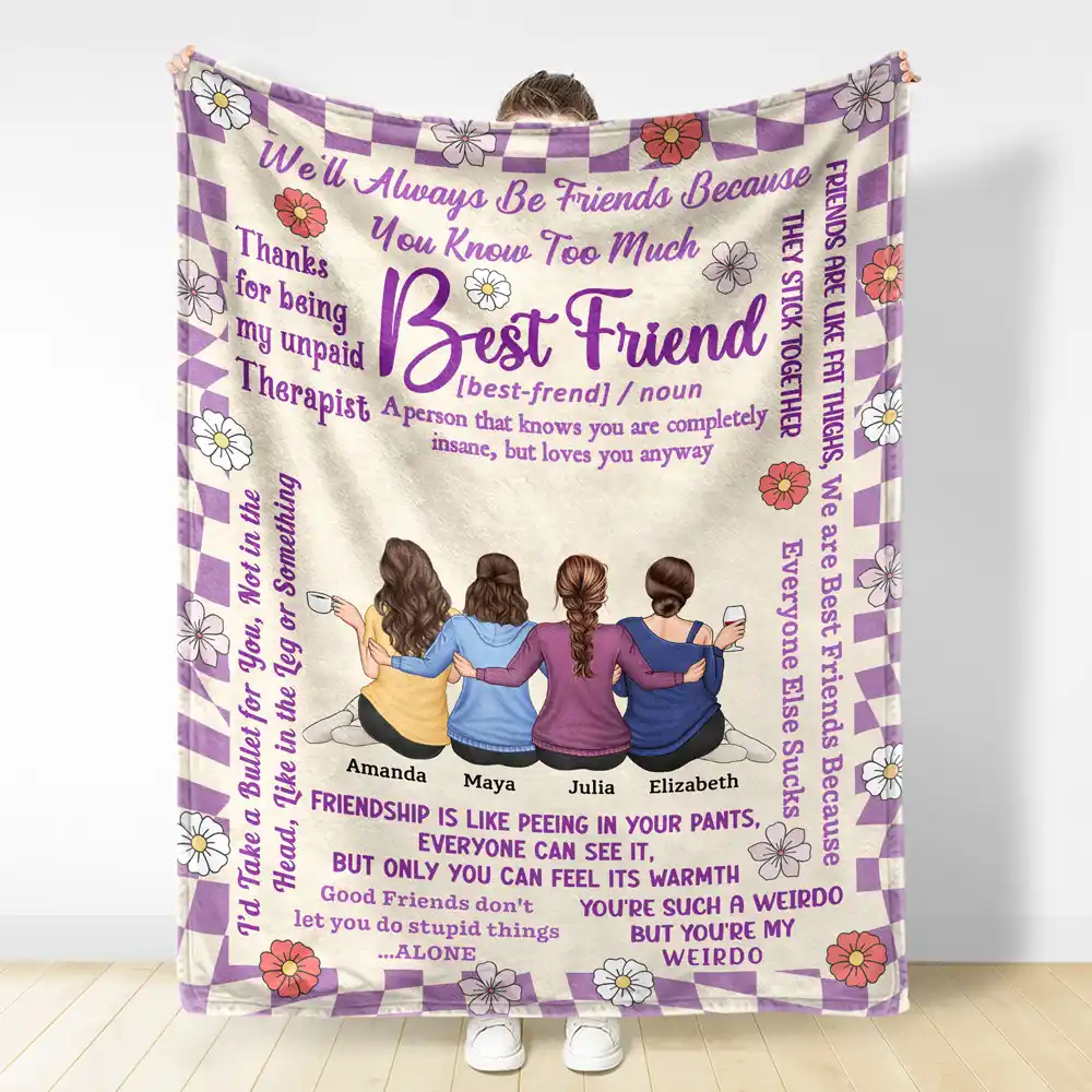 Best Friends Thanks For Being My Unpaid Therapist - Personalized Fleece Blanket, Sherpa Blanket - Image 3