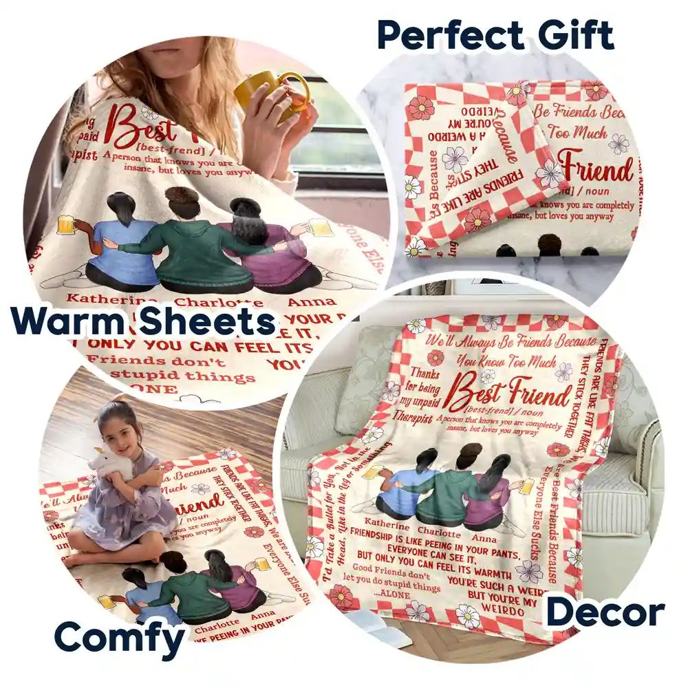 Best Friends Thanks For Being My Unpaid Therapist - Personalized Fleece Blanket, Sherpa Blanket - Image 7