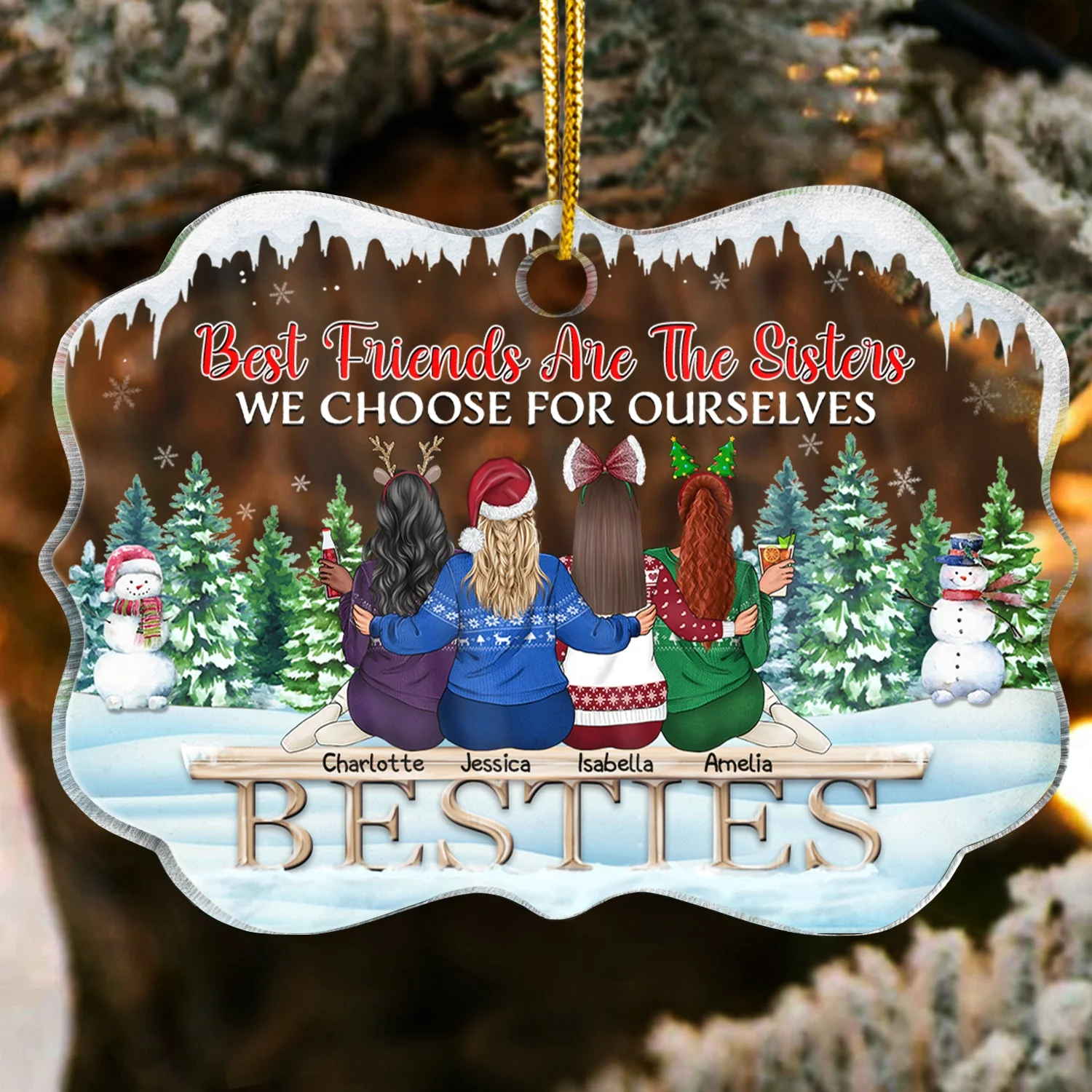Best Friends There Is No Greater Gift Than Friendship - Christmas Gift For BFF - Personalized Custom Medallion Acrylic Ornament - Image 2