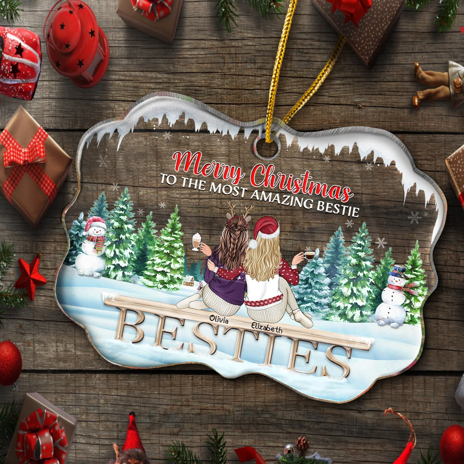 Best Friends There Is No Greater Gift Than Friendship - Christmas Gift For BFF - Personalized Custom Medallion Acrylic Ornament - Image 4