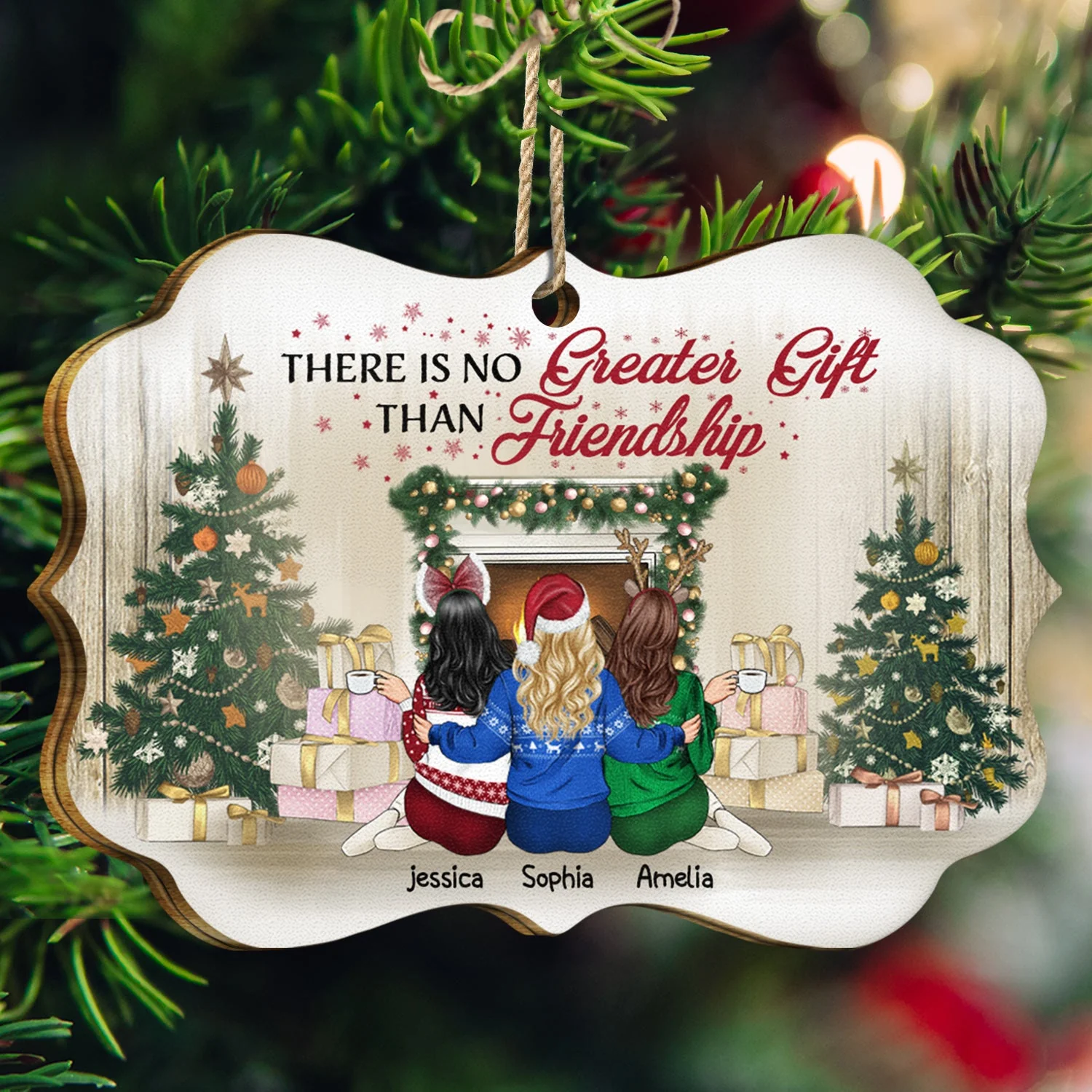 Best Friends There Is No Greater Gift Than Friendship - Christmas Gift For BFF - Personalized Wooden Ornament - Image 3
