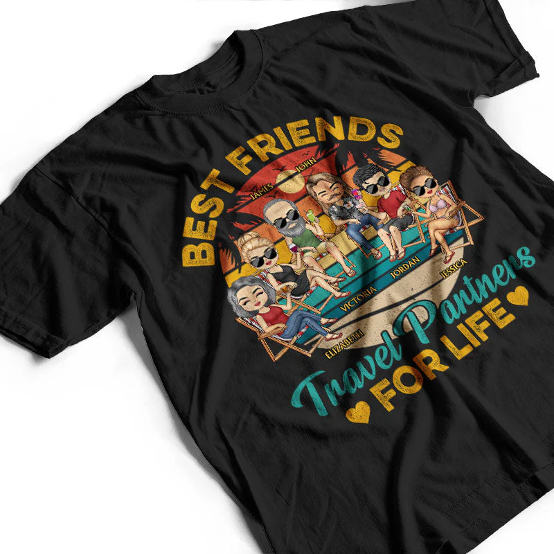 Best Friends Travel Partners For Life Beach Traveling Besties - Personalized Custom T Shirt - Image 3