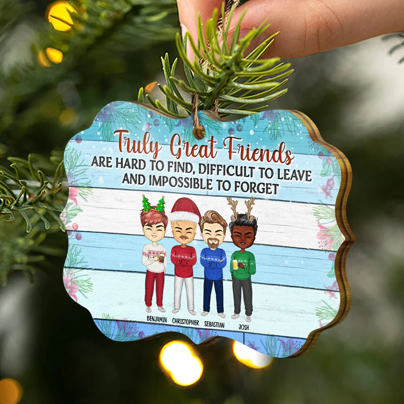 Best Friends Truly Great Friends Are Hard To Find - Christmas Gift For Besties, BFF - Personalized Custom Wooden Ornament - Image 2