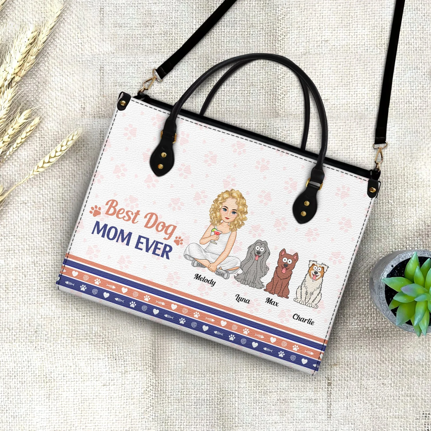 Best Fur Mom Ever - Gift For Dog Mom, Cat Mom, Pet Lovers - Personalized Leather Bag - Image 4