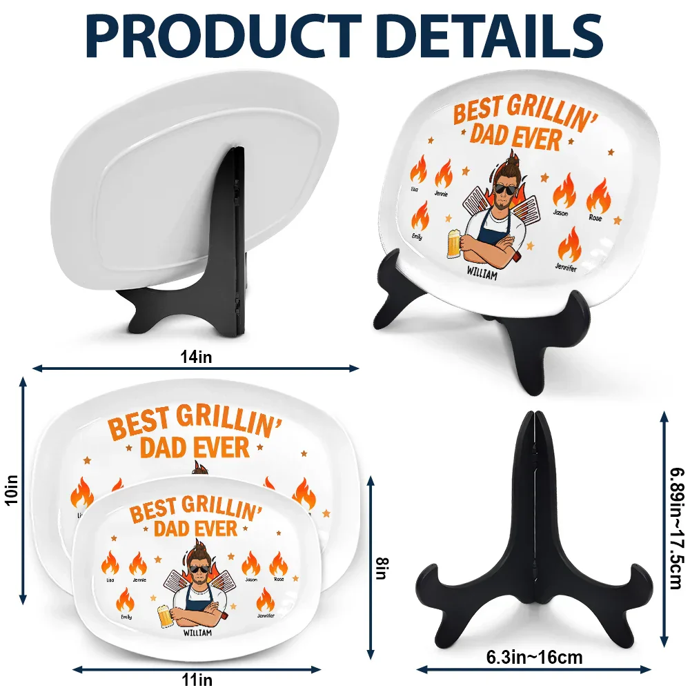 Best Grillin' Dad Ever - Personalized Plate - Image 5