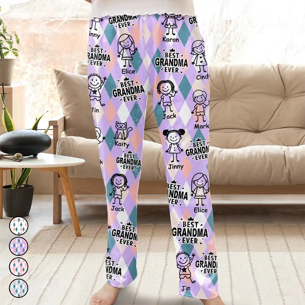 Best Mom Ever Argyle Plaid - Personalized Pajama Pants - Image 2
