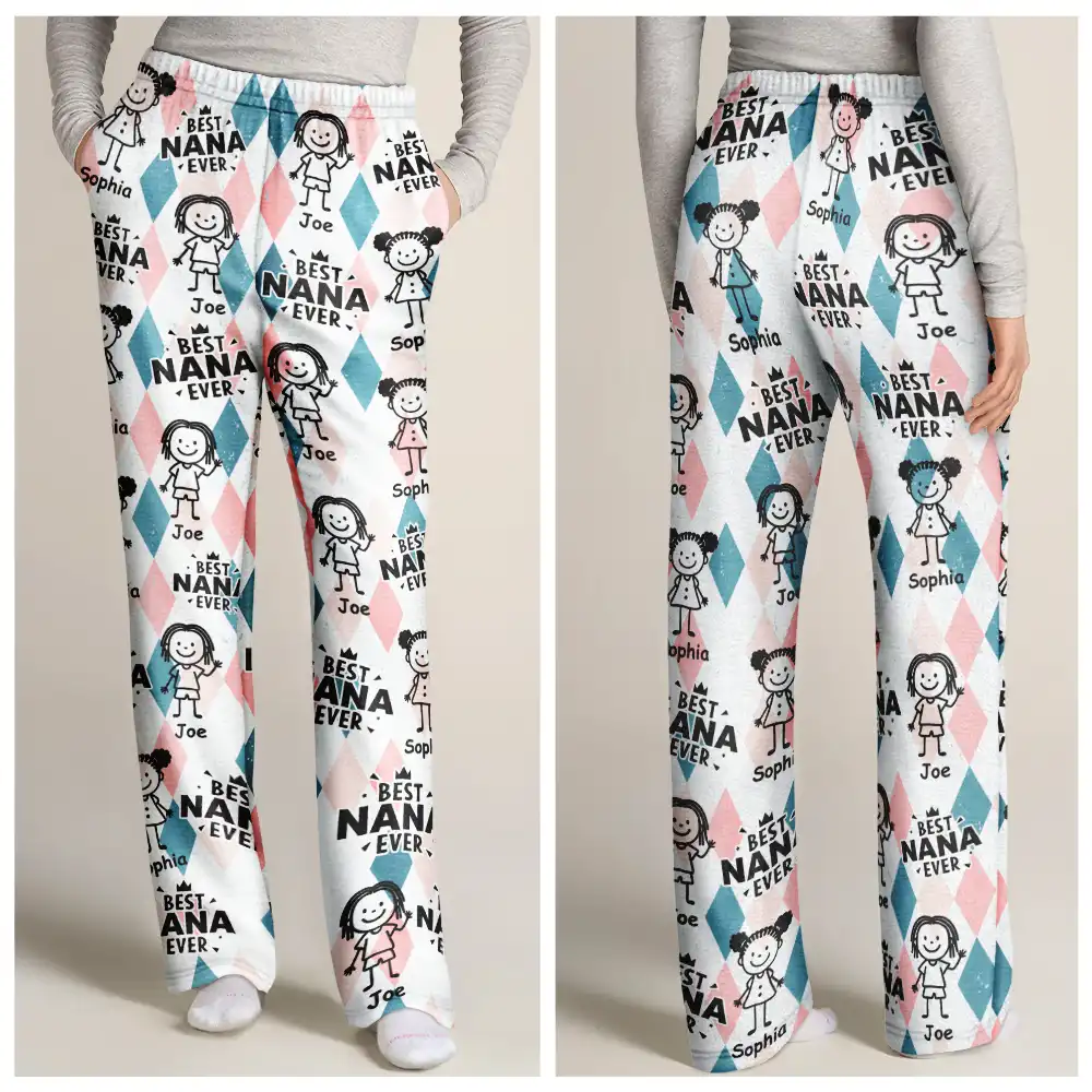 Best Mom Ever Argyle Plaid - Personalized Pajama Pants - Image 3