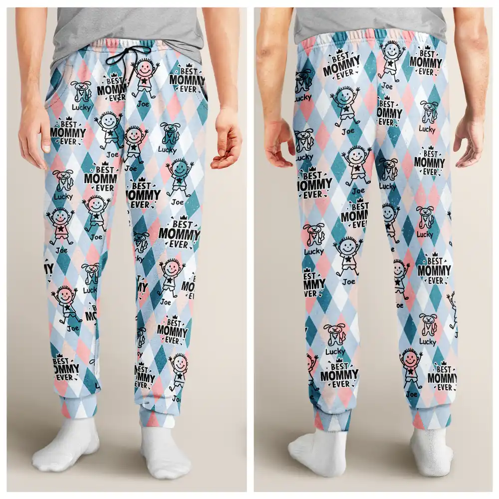 Best Mom Ever Argyle Plaid - Personalized Pajama Pants - Image 5