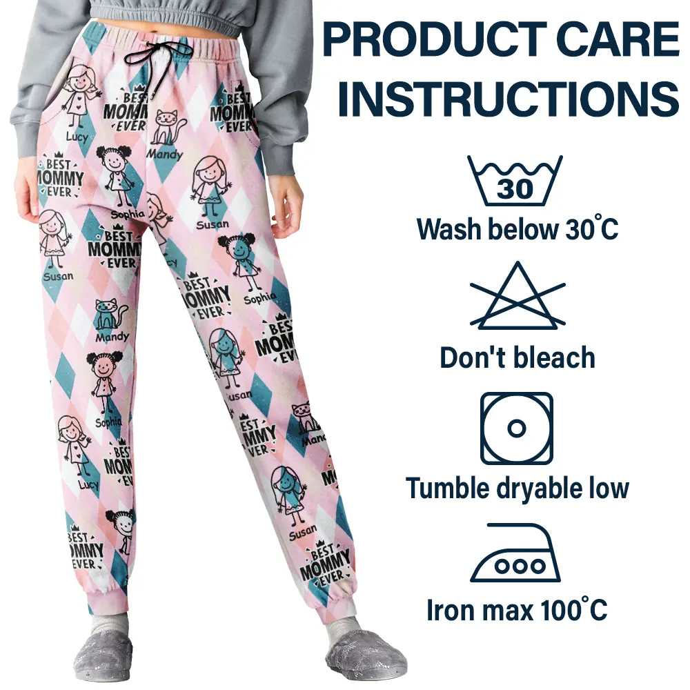 Best Mom Ever Argyle Plaid - Personalized Pajama Pants - Image 6