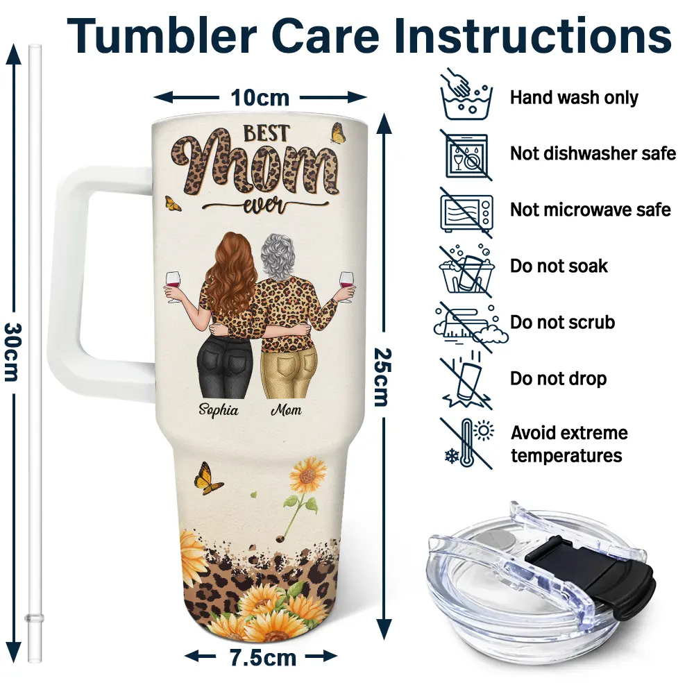 Best Mom Ever Nutrition Facts - Personalized 40oz Tumbler With Straw - Image 6