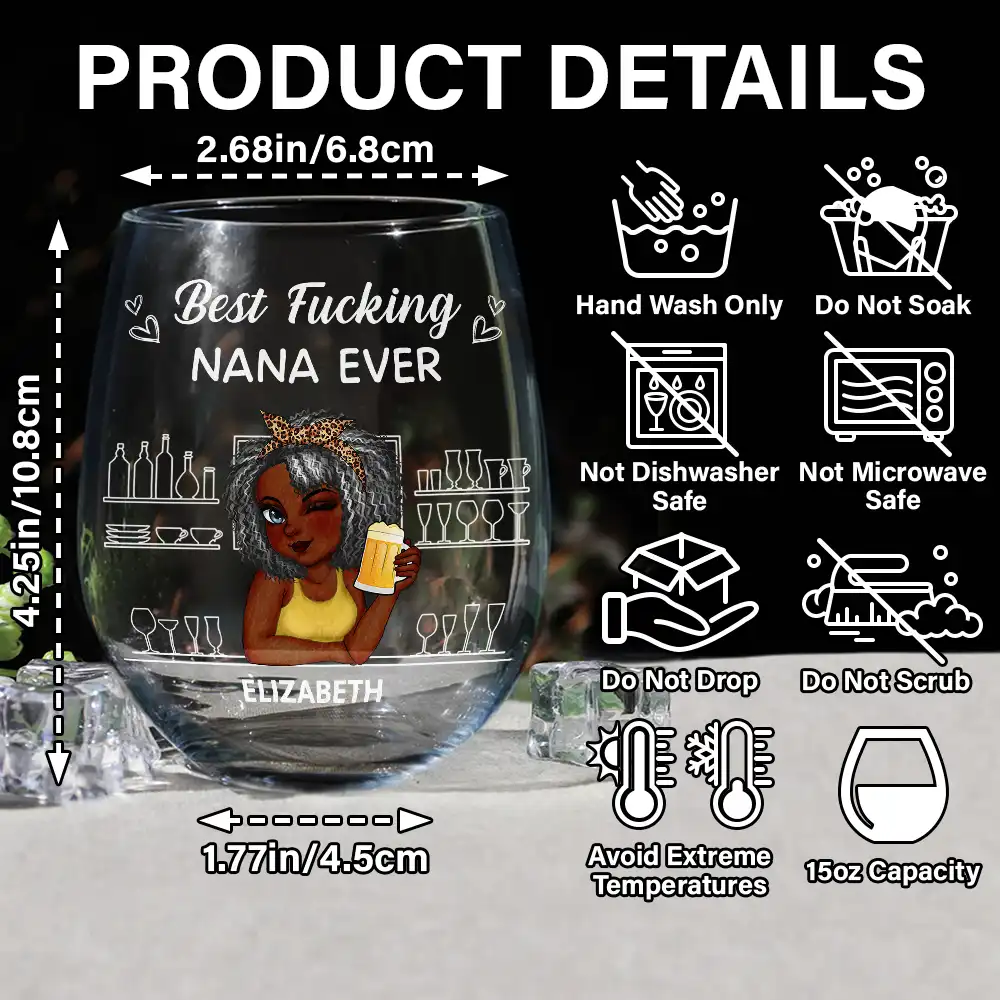 Best Mom Ever - Personalized Stemless Wine Glass - Image 5