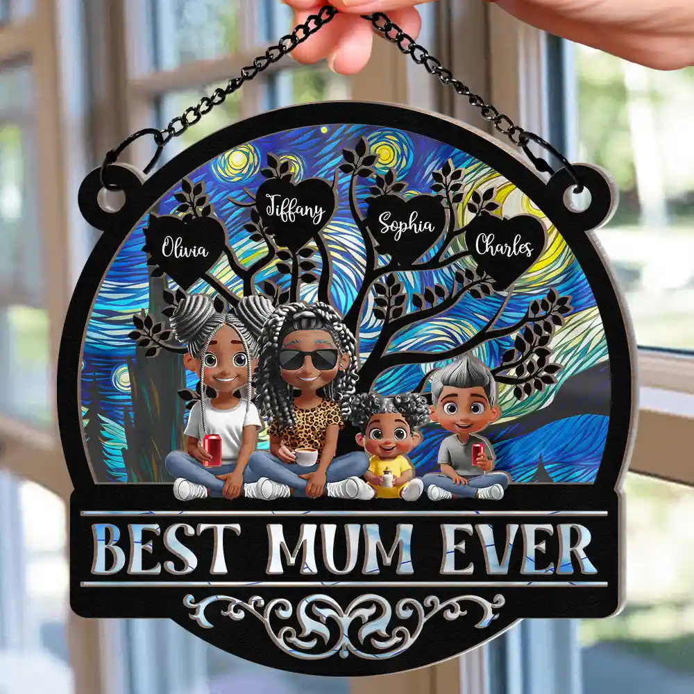 Best Mom Ever - Personalized Window Hanging Suncatcher Ornament - Image 2