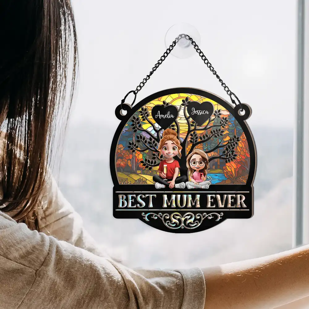 Best Mom Ever - Personalized Window Hanging Suncatcher Ornament - Image 4