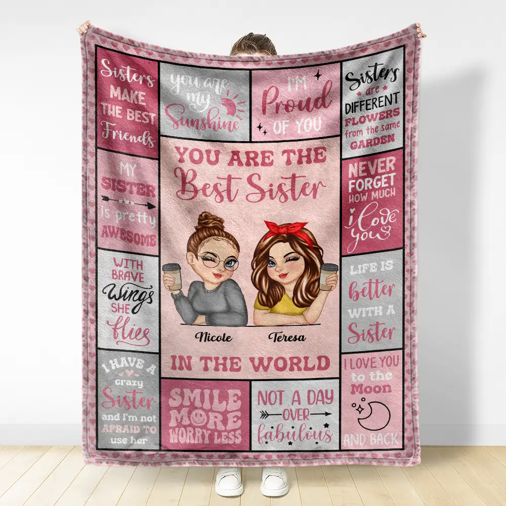 Best Sister In The World - Personalized Fleece Blanket, Sherpa Blanket - Image 3