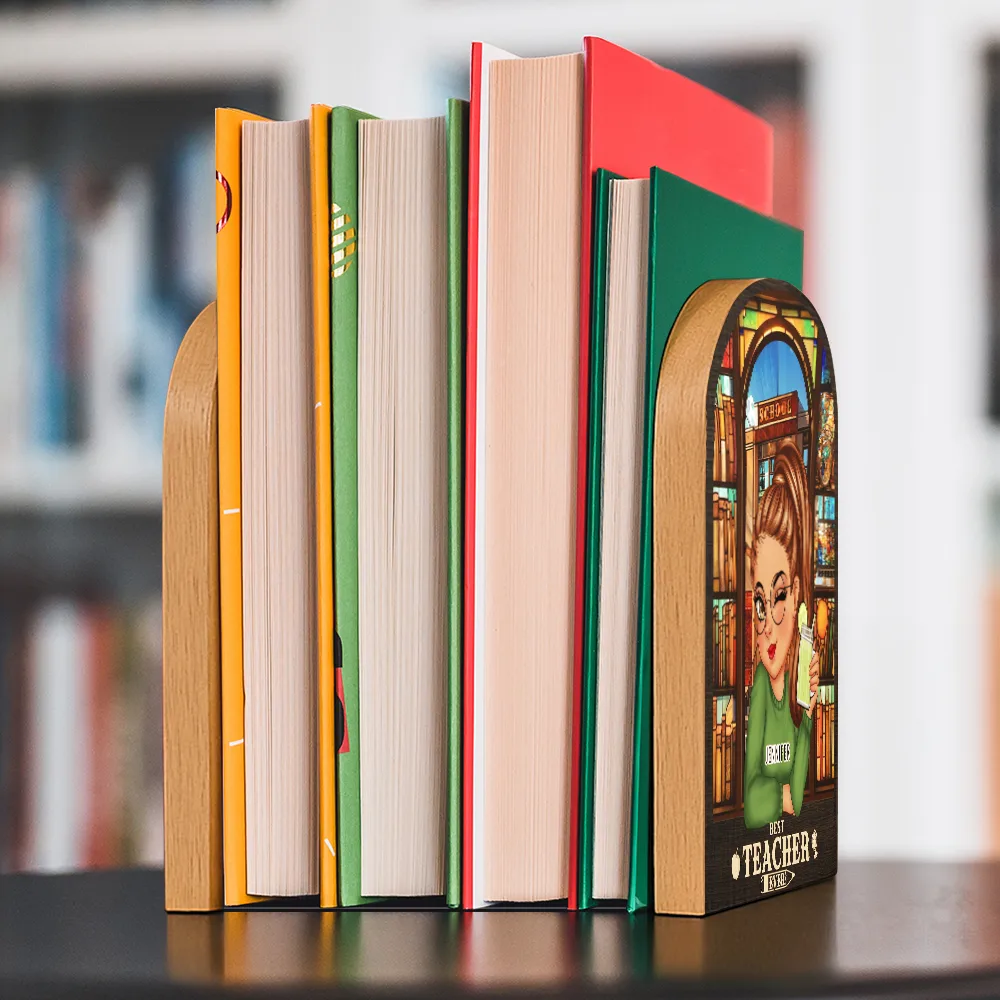 Best Teacher Ever - Personalized Wood Book Ends - Image 3
