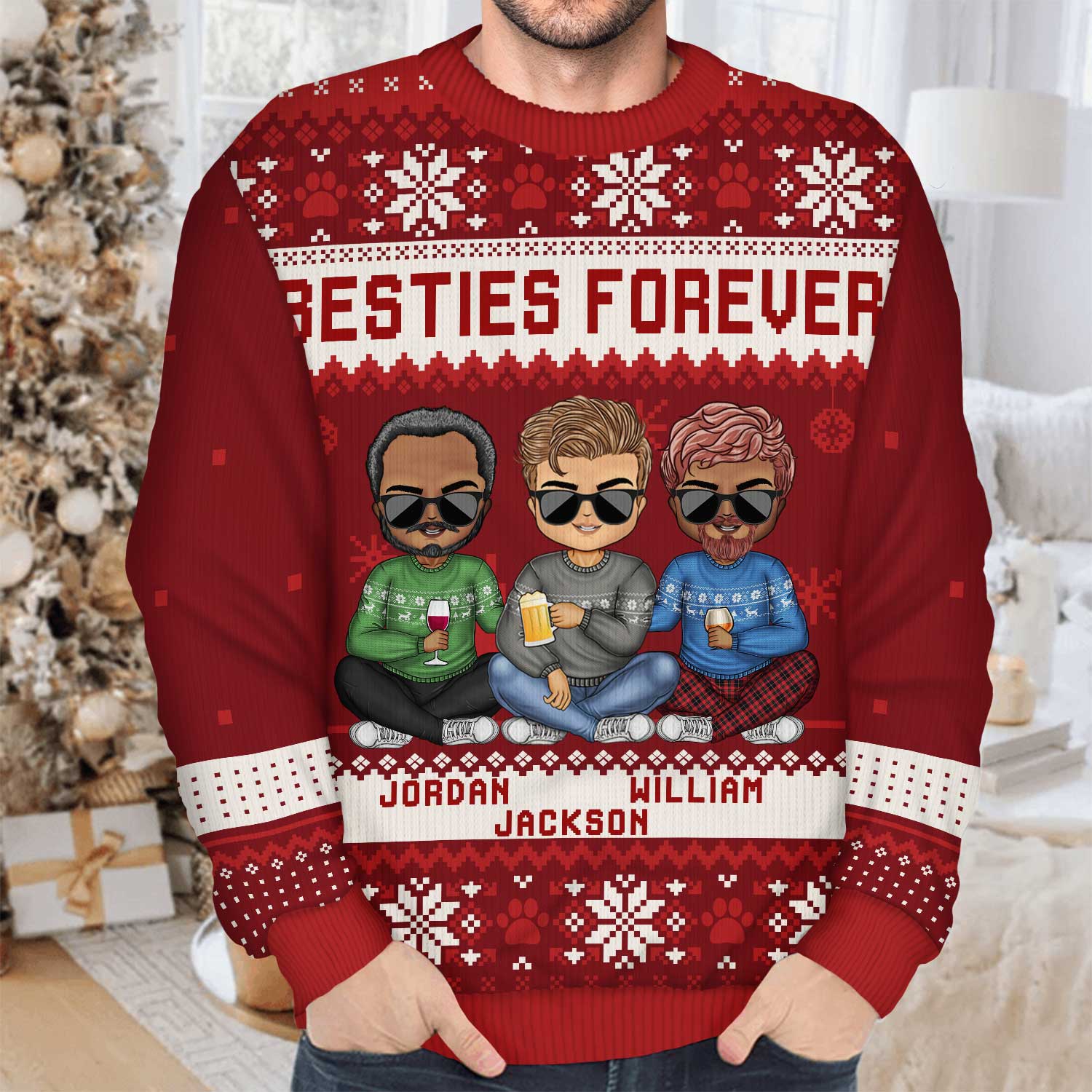 Best Team Ever - Christmas Gift For Colleagues, BFF Best Friends, Besties - Personalized Unisex Ugly Sweater - Image 4