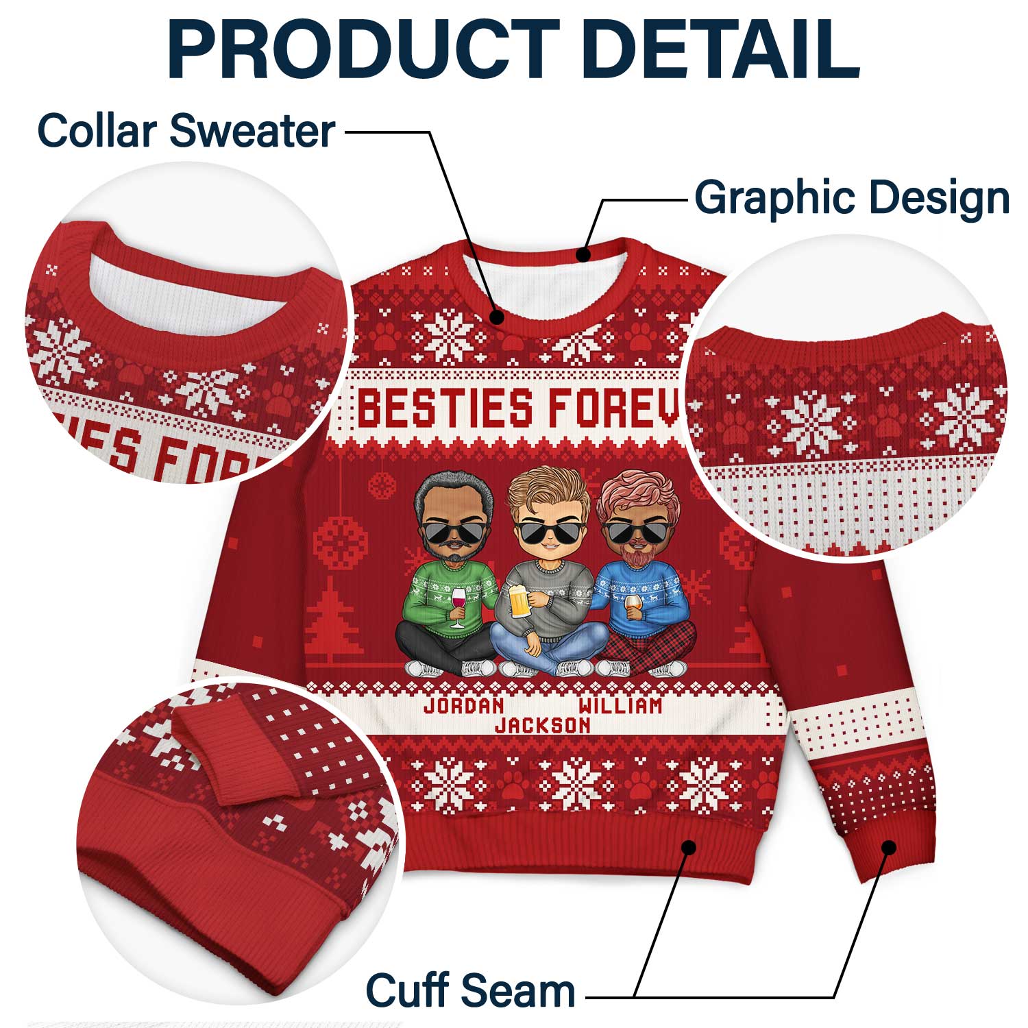 Best Team Ever - Christmas Gift For Colleagues, BFF Best Friends, Besties - Personalized Unisex Ugly Sweater - Image 6