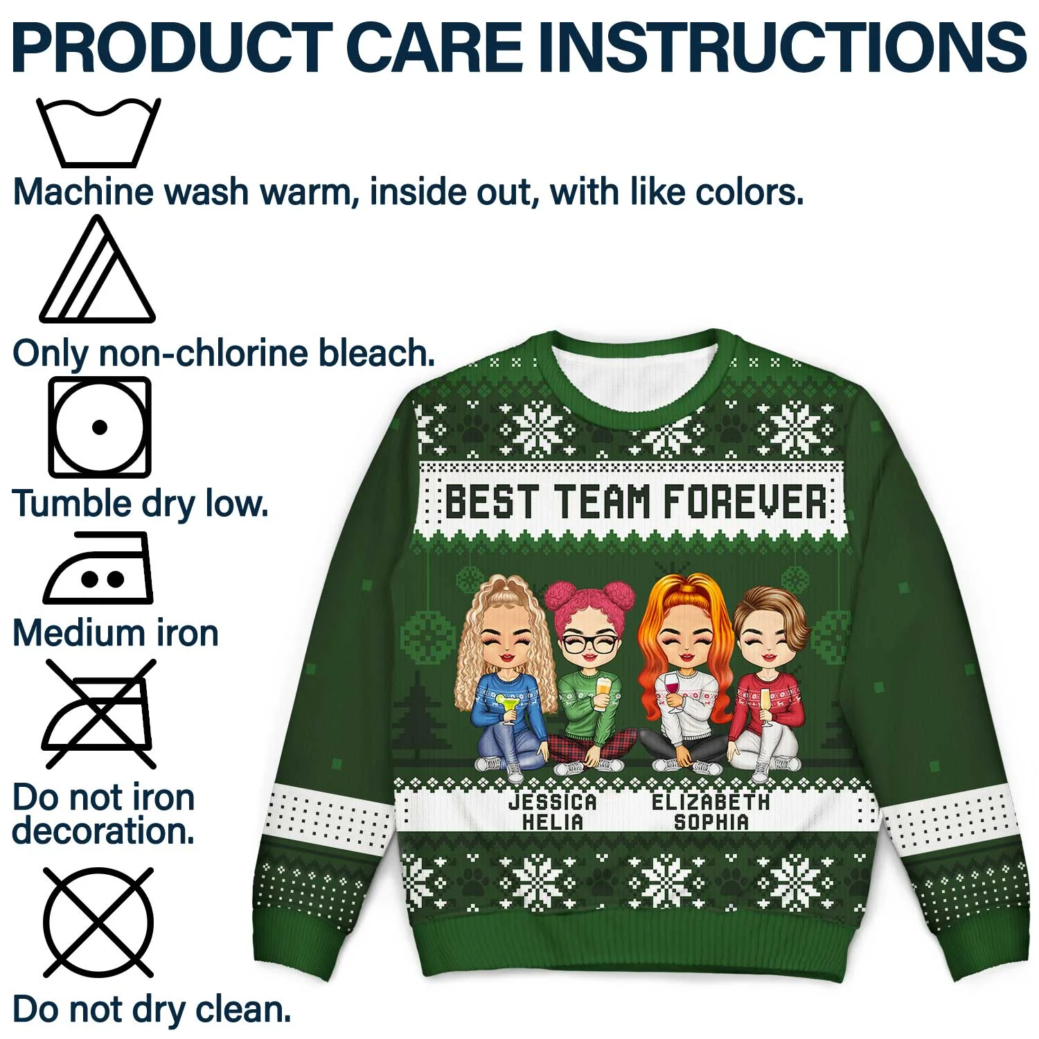 Best Team Ever - Christmas Gift For Colleagues, BFF Best Friends, Besties - Personalized Unisex Ugly Sweater - Image 7