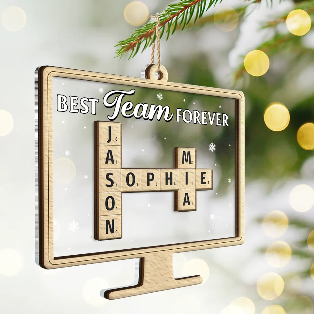 Best Team Forever Crossword Scrabble - Personalized 2-Layered Mix Ornament - Image 3