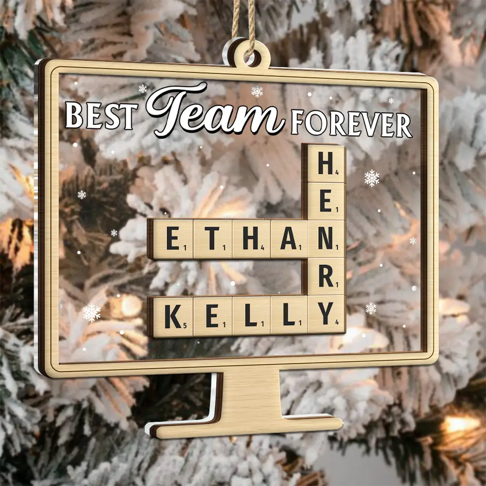 Best Team Forever Crossword Scrabble - Personalized 2-Layered Mix Ornament - Image 4