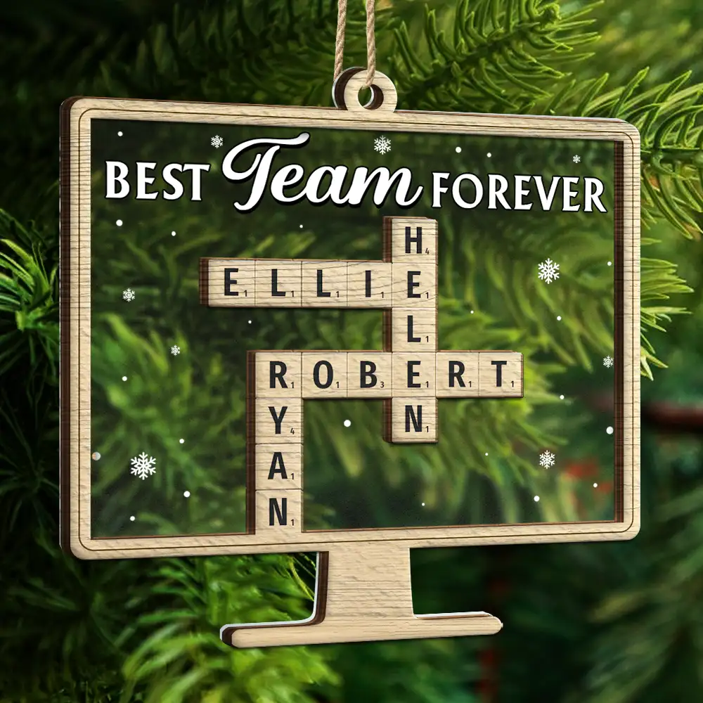 Best Team Forever Crossword Scrabble - Personalized 2-Layered Mix Ornament - Image 6
