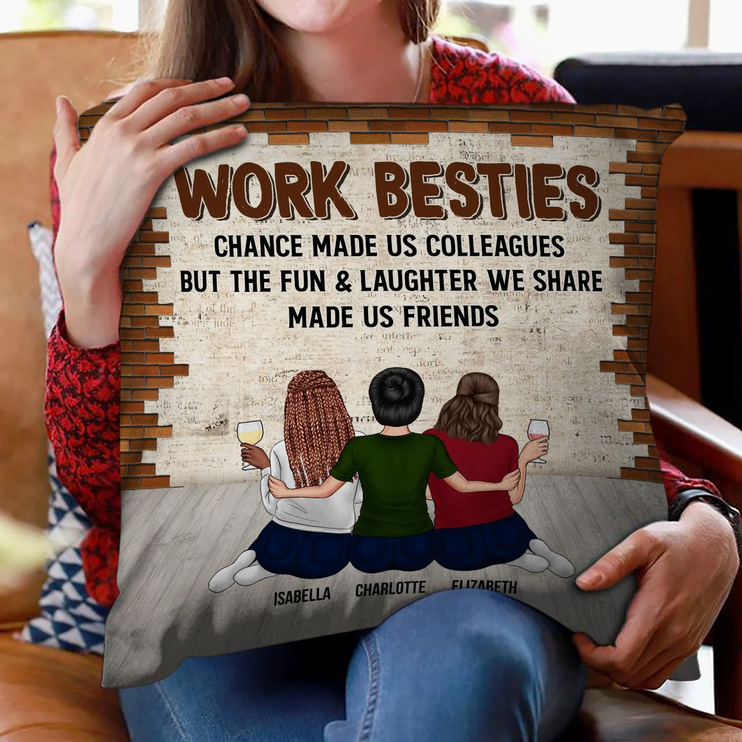 Best Team Forever Work Made Us Colleagues - BFF Bestie Gift - Personalized Custom Pillow - Image 2