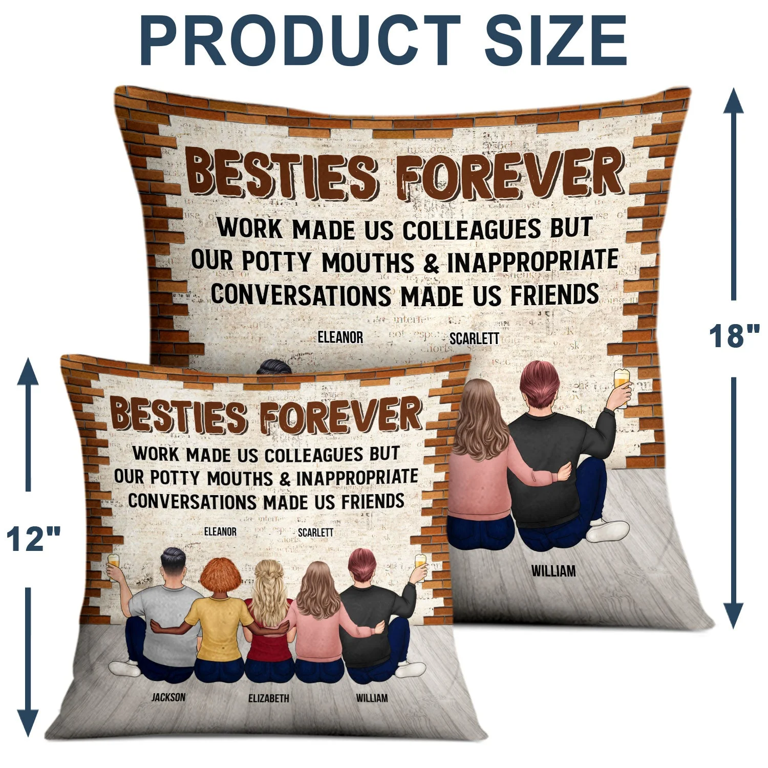 Best Team Forever Work Made Us Colleagues - BFF Bestie Gift - Personalized Custom Pillow - Image 4