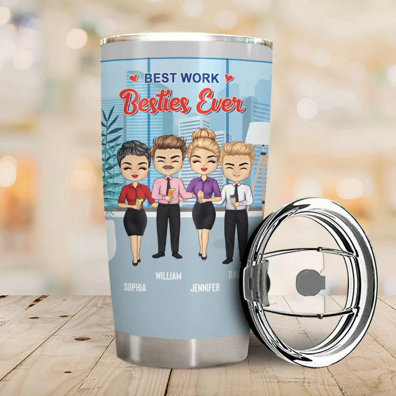 Best Work Besties Ever - BFF Bestie Gift - Personalized Custom Tumbler - Image 2