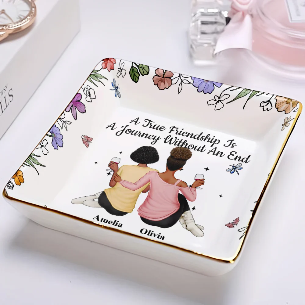 Bestie A True Friendship Is A Journey Without An End - Personalized Ring Dish - Image 2