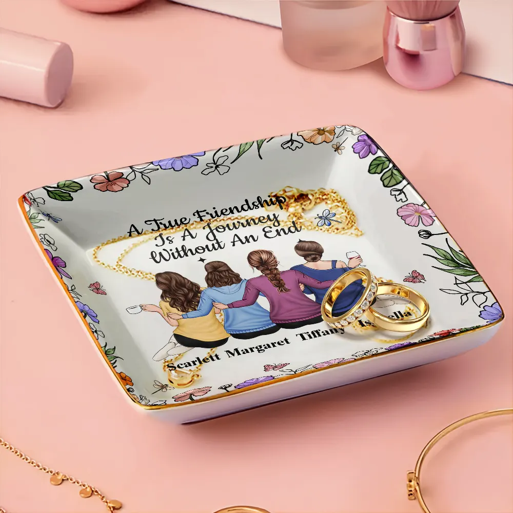 Bestie A True Friendship Is A Journey Without An End - Personalized Ring Dish - Image 3