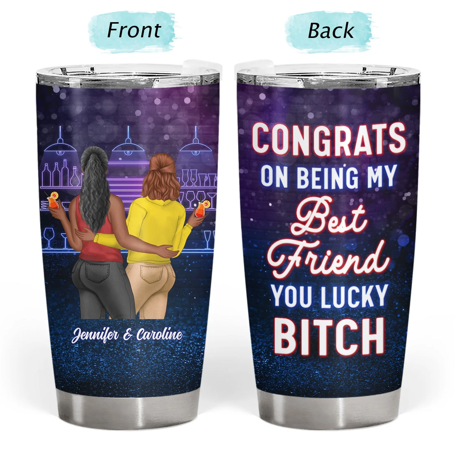 Bestie Backside Glitter Congrats On Being My Bestie - Gift For Bestie - Personalized Tumbler - Image 3