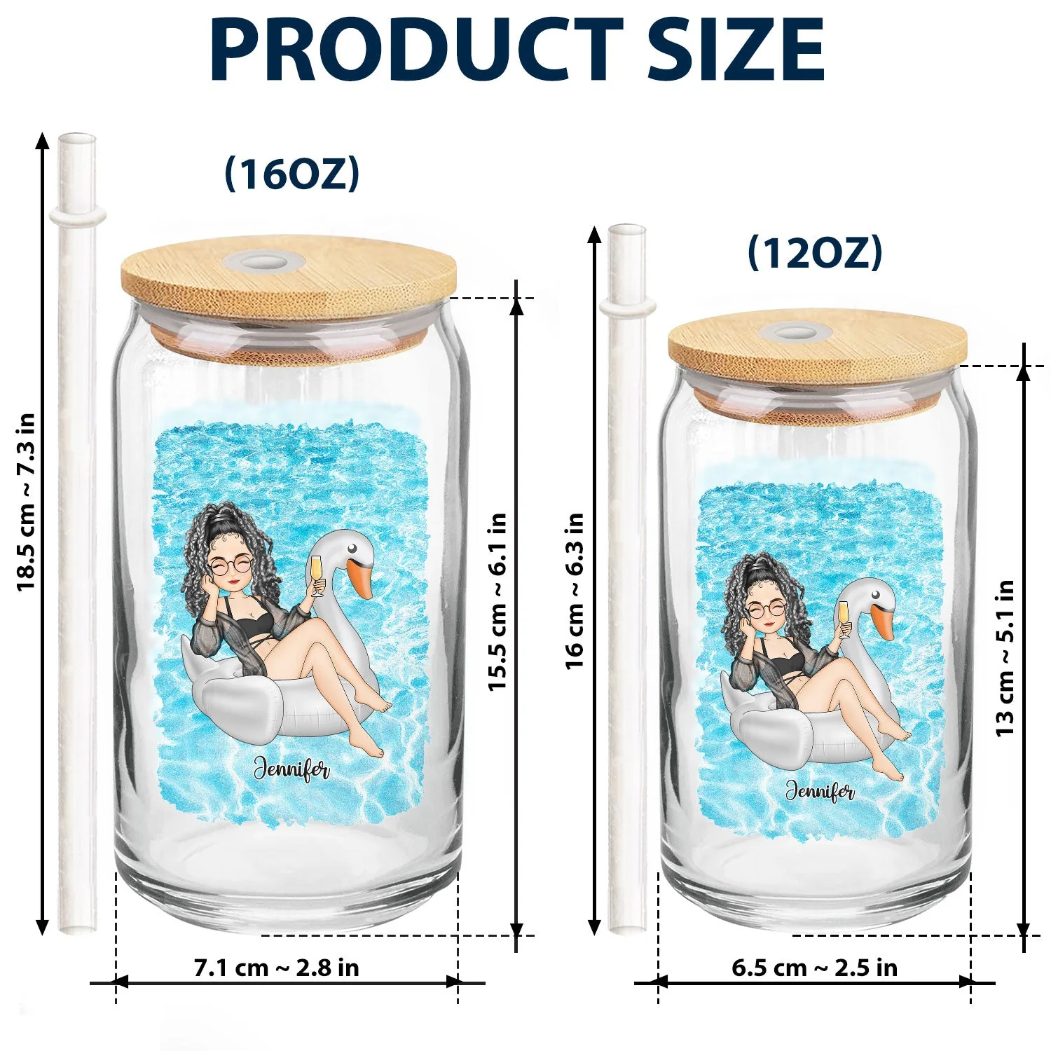 Bestie Beaches Booze & Besties - Gift For Besties - Personalized Clear Glass Can - Image 5