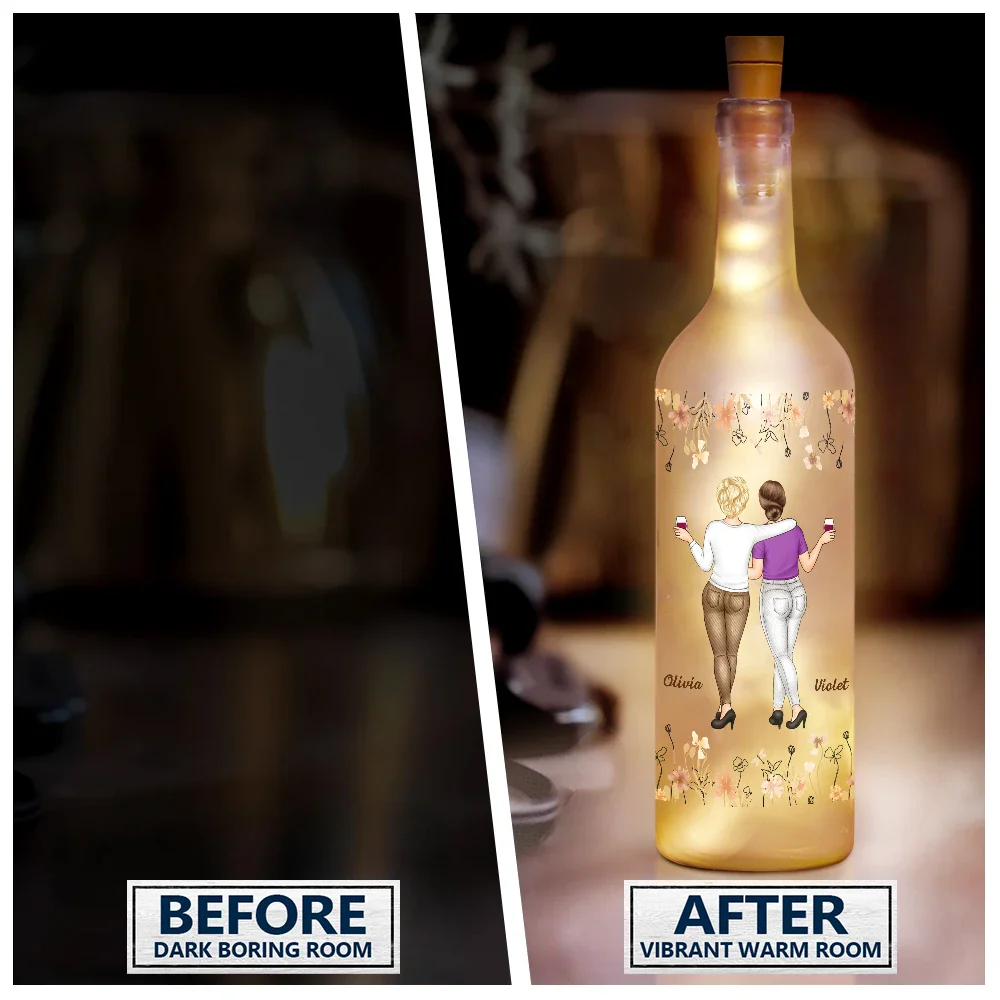 Bestie Because Of You I Laugh A Little Harder - Personalized Bottle Light - Image 3
