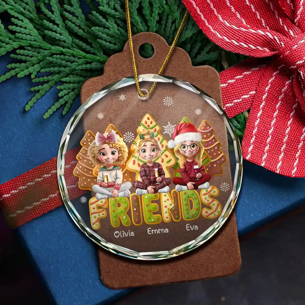 Bestie Cake Cookie Tree - Personalized Circle Glass Ornament - Image 5