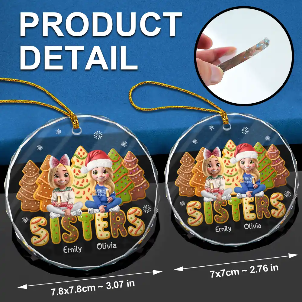 Bestie Cake Cookie Tree - Personalized Circle Glass Ornament - Image 6