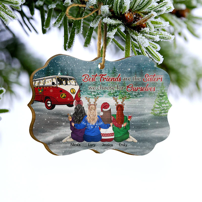 Bestie Camping Choose For Ourselves - Personalized Custom Wooden Ornament - Image 2